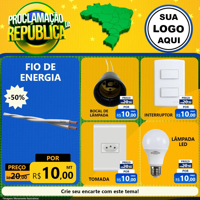 Modelo de Rede Social para Feed Facebook com o tema Proclamação da República para Materiais Elétricos