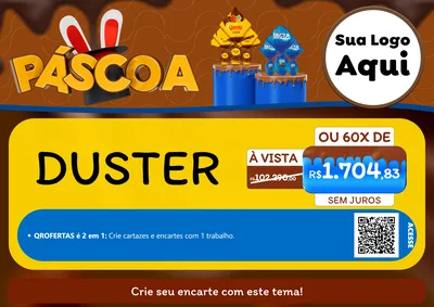 Modelo de Cartaz para Cartaz A4 Horizontal com o tema Páscoa para Concessionaria de Carros