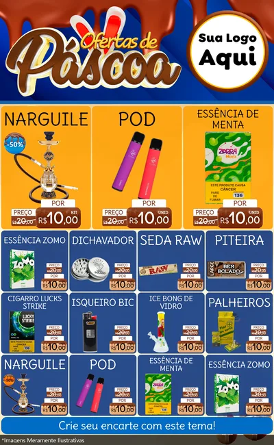Modelo de Encarte para Encarte Grande com o tema Ofertas de Páscoa para Tabacaria