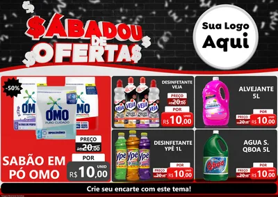 Modelo de Encarte para Encarte A4 Horizontal com o tema Sabadou de Ofertas para Produtos de Limpeza