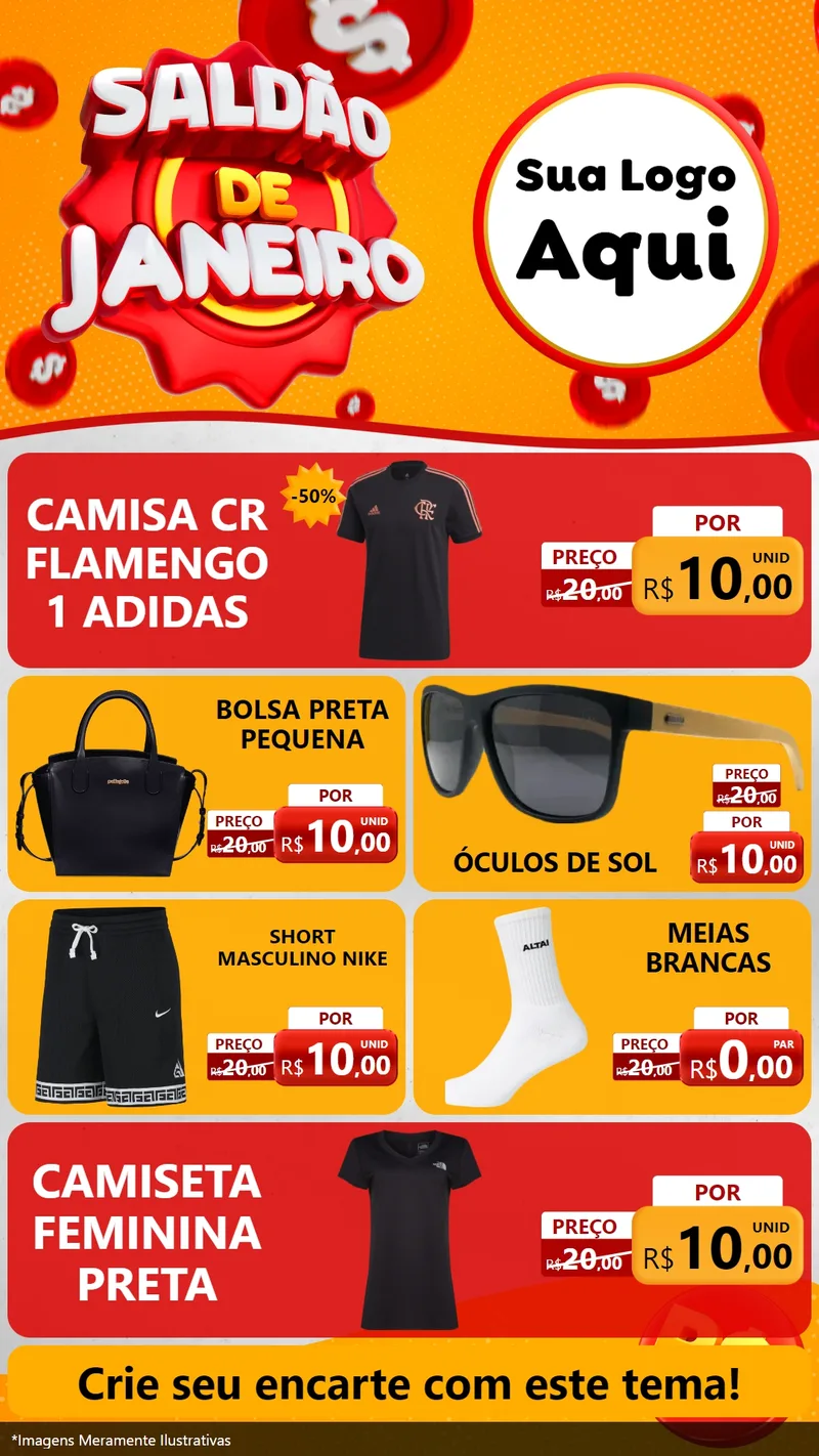 Modelo de TV para TV Vertical com o tema Saldão de Janeiro para Roupas e acessórios