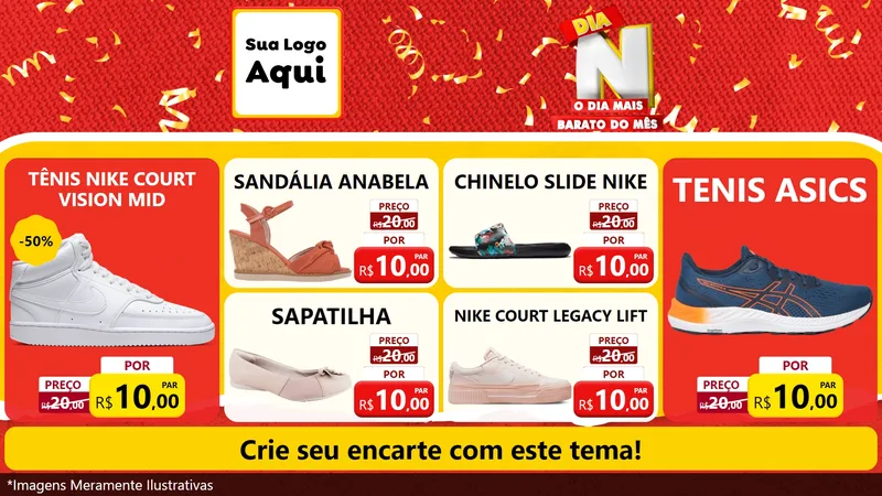 Modelo de TV para TV Horizontal com o tema Dia N o Dia Mais Barato do Mês para Calçados