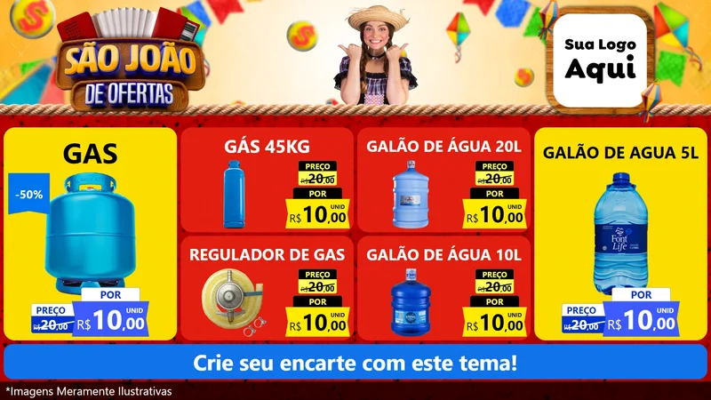 Modelo de TV para TV Horizontal com o tema São João de Ofertas para Água e gás