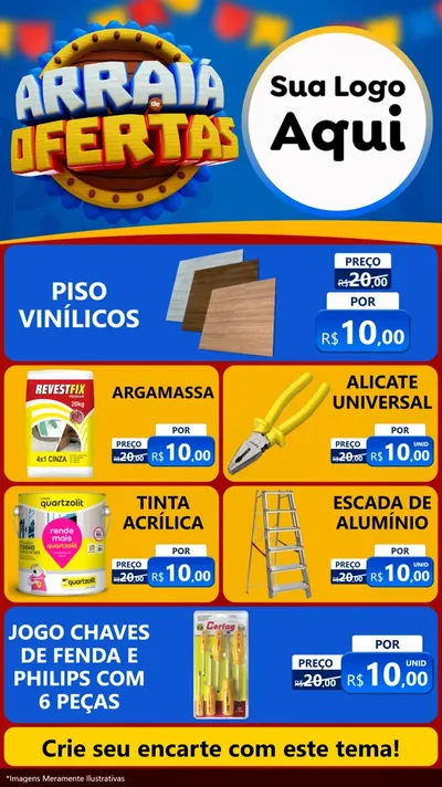 Modelo de TV para TV Vertical com o tema Arraiá de Ofertas - Junina para Material para Construção