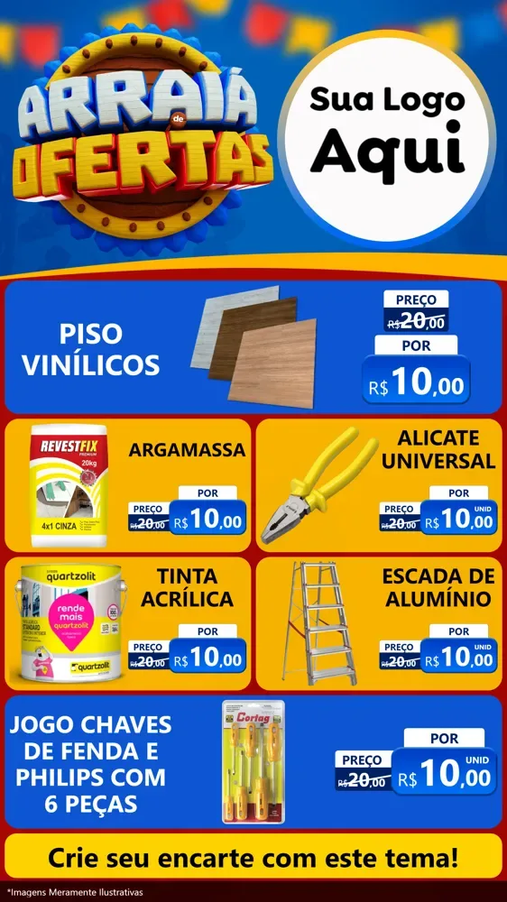 Modelo de TV para TV Vertical com o tema Arraiá de Ofertas - Junina para Material para Construção