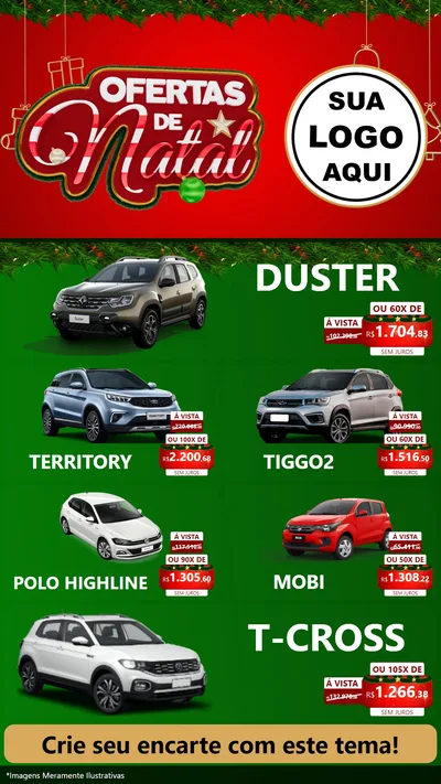 Modelo de TV para TV Vertical com o tema Ofertas de Natal para Concessionaria de Carros