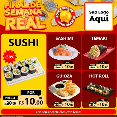 Modelo de Rede Social para Feed Facebook com o tema Final de Semana do Real para Comida japonesa
