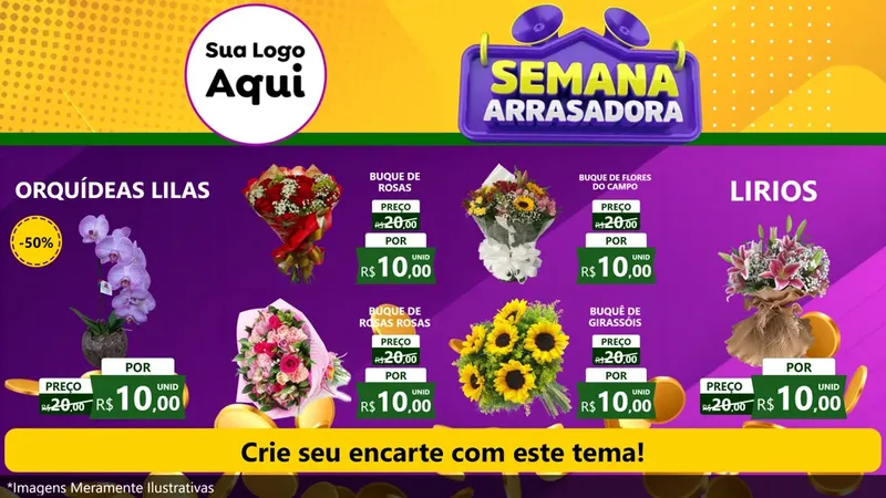 Modelo de TV para TV Horizontal com o tema Semana Arrasadora para Floricultura e jardim