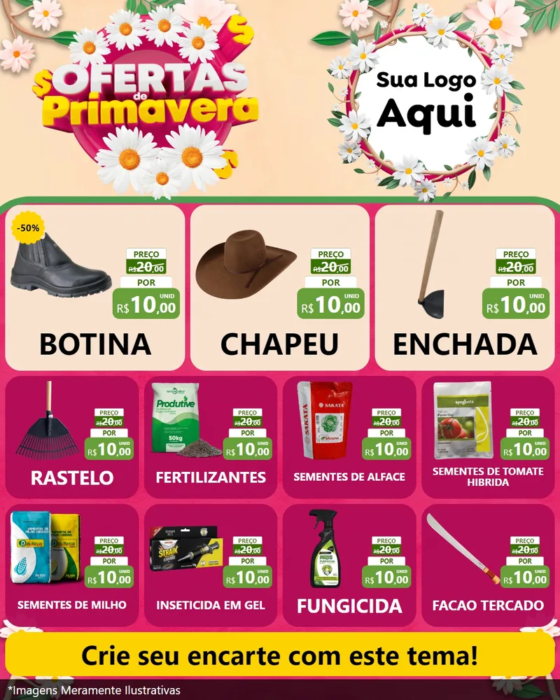 Modelo de Rede Social para Feed Instagram com o tema Ofertas de Primavera para Agropecuária