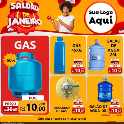 Modelo de Rede Social para Feed Facebook com o tema Saldão de Janeiro para Água e gás
