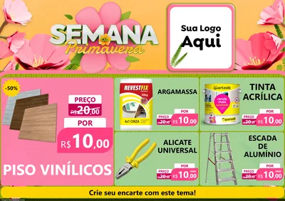 Modelo de Encarte para Encarte A4 Horizontal com o tema Semana da Primavera para Material para Construção