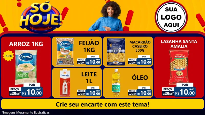 Modelo de TV para TV Horizontal com o tema Só Hoje! para Supermercado