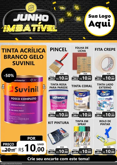 Modelo de Encarte para Encarte A4 Vertical com o tema Junho Imbatível para Tintas e Ferramentas