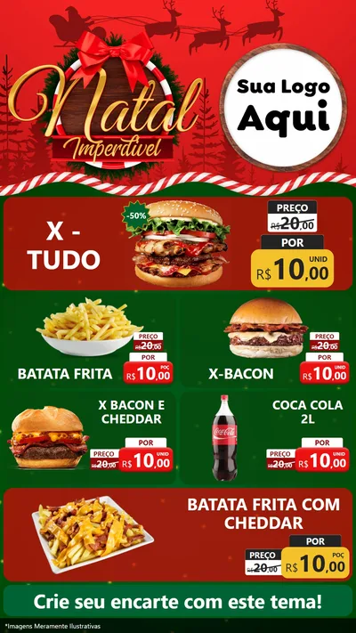 Modelo de TV para TV Vertical com o tema Natal Imperdível para Hamburgueria