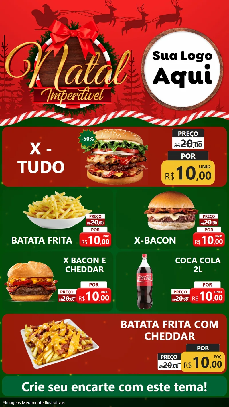 Modelo de TV para TV Vertical com o tema Natal Imperdível para Hamburgueria