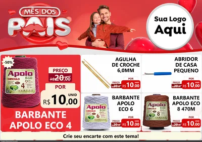 Modelo de Encarte para Encarte A4 Horizontal com o tema Mês dos Pais para Armarinho e Aviamentos