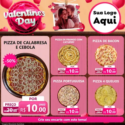 Modelo de Rede Social para Feed Facebook com o tema Valentine's Day para Pizzaria