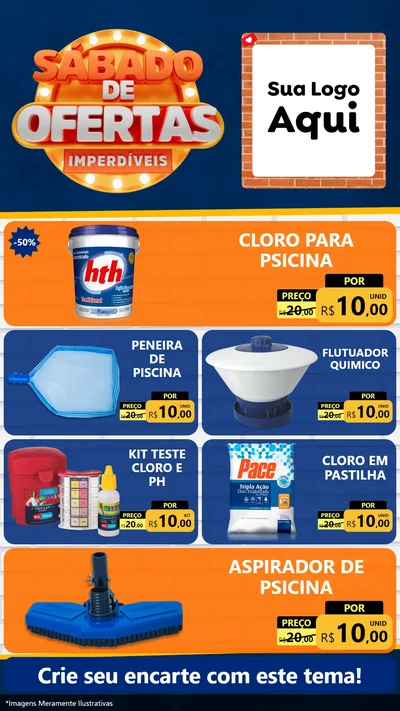 Modelo de TV para TV Vertical com o tema Sábado de Ofertas Imperdíveis para Produtos para Piscina