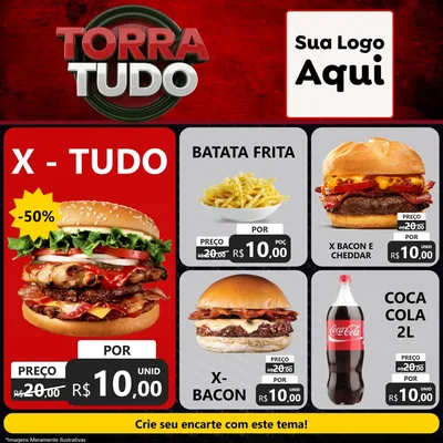 Modelo de Rede Social para Feed Facebook com o tema Torra Tudo para Hamburgueria