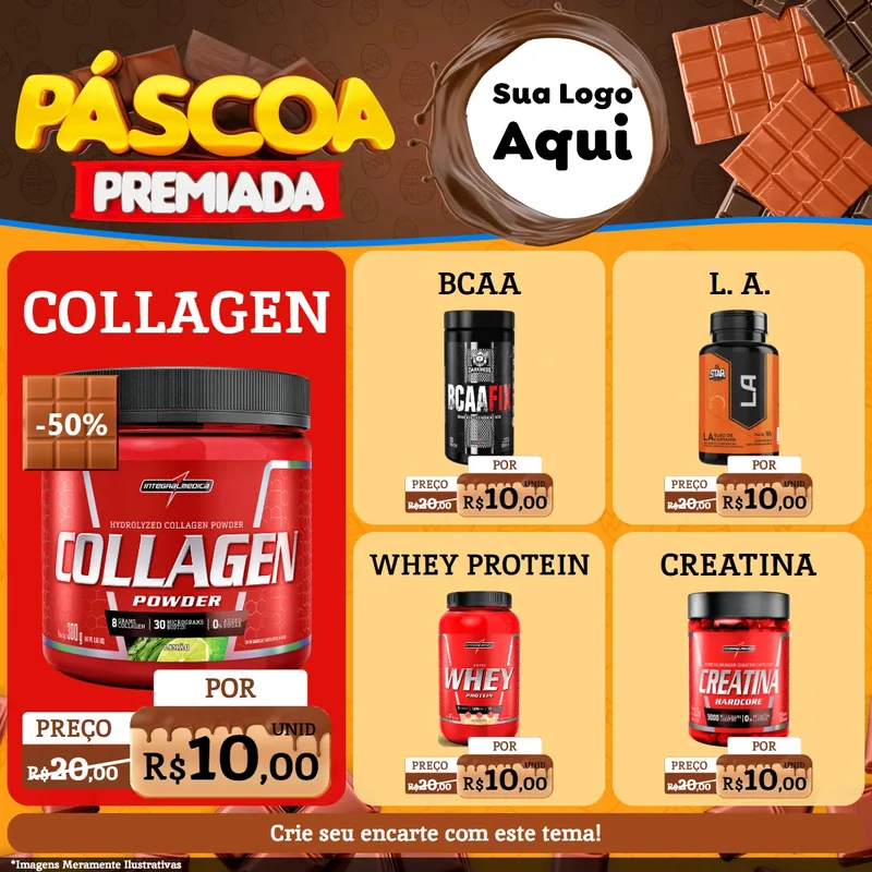 Modelo de Rede Social para Feed Facebook com o tema Páscoa Premiada para Suplementos alimentares