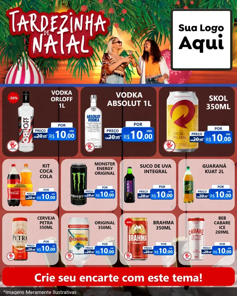 Modelo de Rede Social para Feed Instagram com o tema Tardezinha de natal para Distribuidora de bebidas
