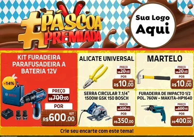 Modelo de Encarte para Encarte A4 Horizontal com o tema Páscoa Premiada para Maquinas e Ferramentas