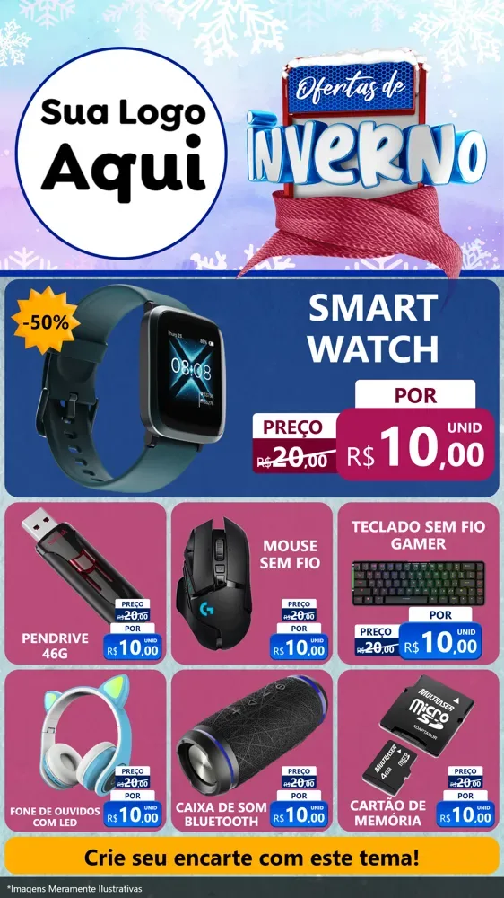 Modelo de Rede Social para Stories com o tema Ofertas de Inverno para Informática