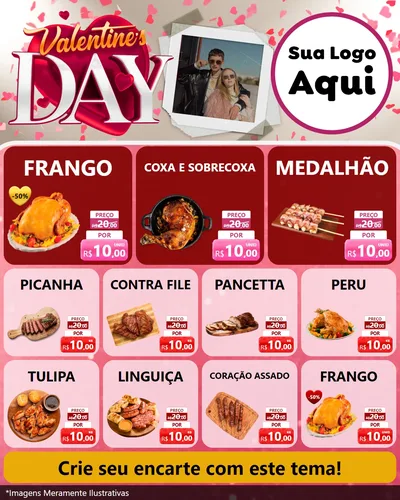 Modelo de Rede Social para Feed Instagram com o tema Valentine's Day para Assados