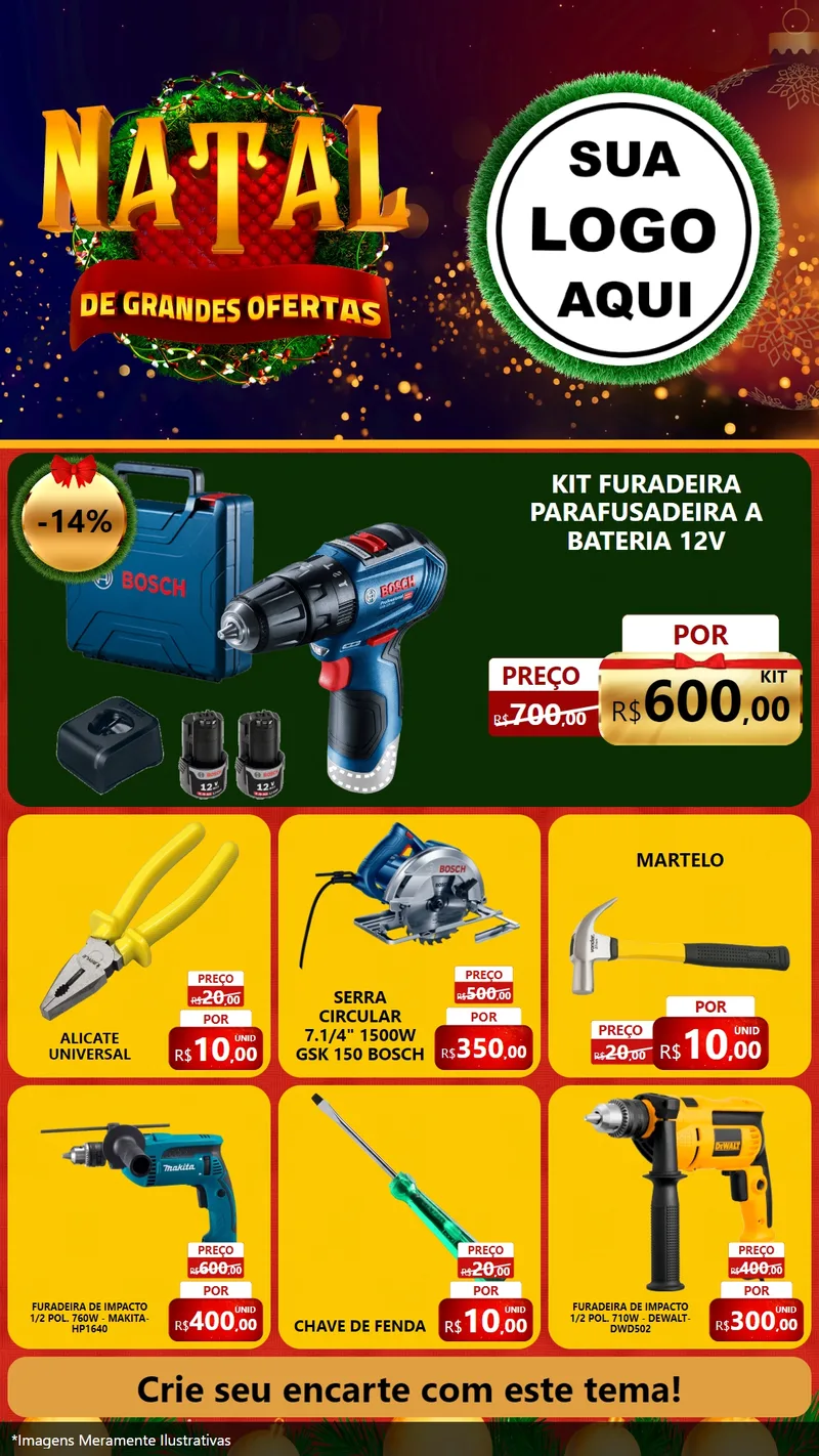 Modelo de Rede Social para Stories com o tema Natal de Grandes Ofertas para Maquinas e Ferramentas