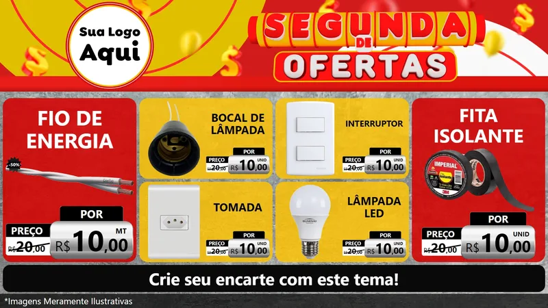 Modelo de TV para TV Horizontal com o tema Segunda de Ofertas para Materiais Elétricos