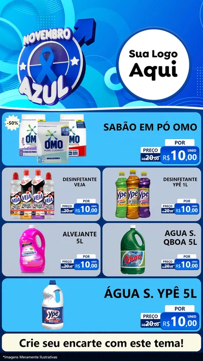 Modelo de TV para TV Vertical com o tema Novembro Azul para Produtos de Limpeza