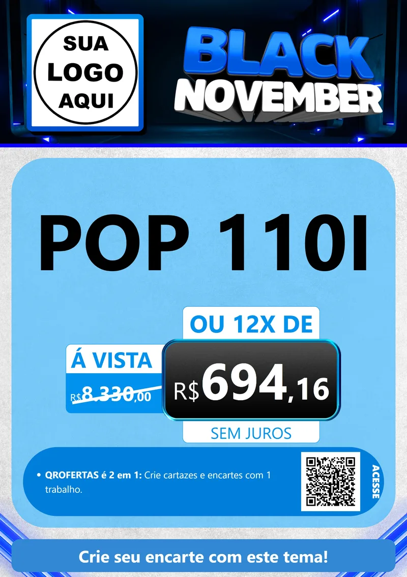 Modelo de Cartaz para Cartaz A4 Vertical com o tema Black November para Concessionaria de Motos