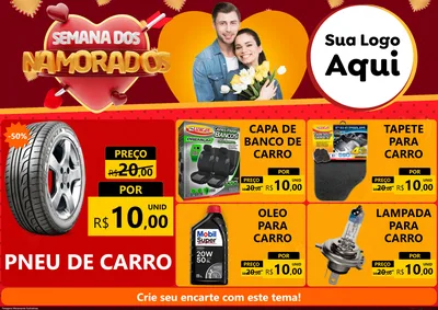 Modelo de Encarte para Encarte A4 Horizontal com o tema Semana dos Namorados para Auto peças