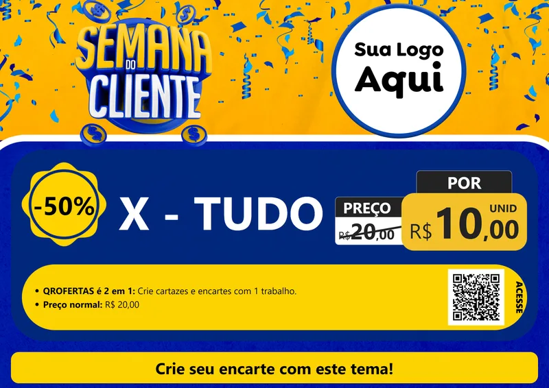 Modelo de Cartaz para Cartaz A4 Horizontal com o tema Semana do Cliente para Hamburgueria