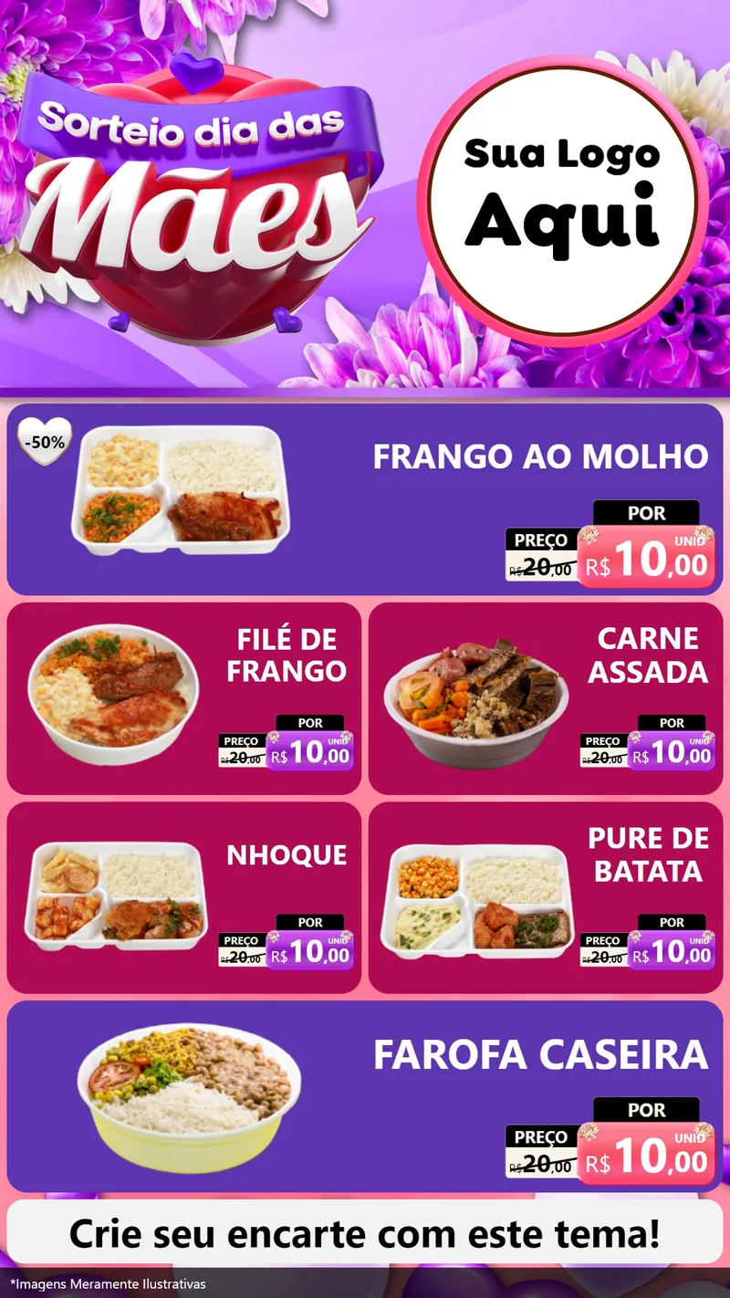 Modelo de TV para TV Vertical com o tema Sorteio Dia das Mães para Restaurante