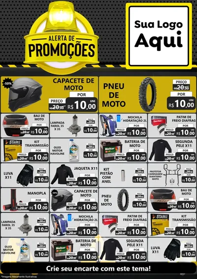 Modelo de Encarte para Encarte A4 Vertical com o tema Alerta de Promoções para Moto peças