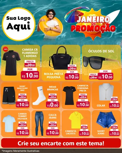 Modelo de Rede Social para Feed Instagram com o tema Janeiro de Promoção para Roupas e acessórios