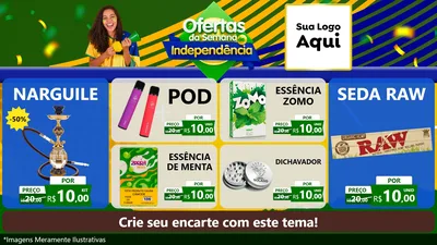 Modelo de TV para TV Horizontal com o tema Ofertas da Semana da Independência para Tabacaria
