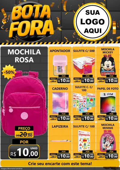 Modelo de Encarte para Encarte A4 Vertical com o tema Bota Fora para Papelaria