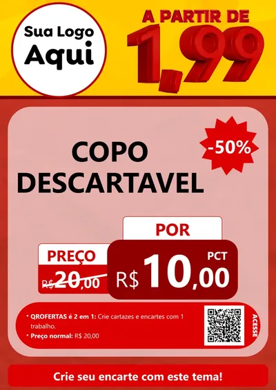 Modelo de Cartaz para Cartaz A4 Vertical com o tema A Partir de Um e Noventa e Nove - 1,99 para Embalagens