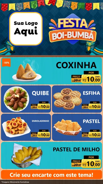 Modelo de TV para TV Vertical com o tema Festa Boi Bumbá para Salgadaria