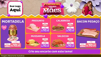 Modelo de TV para TV Horizontal com o tema Promoção Dia das Mães para Frios e Laticínios
