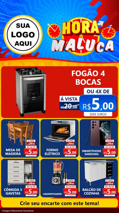 Modelo de Rede Social para Stories com o tema Hora Maluca para Móveis e Eletro