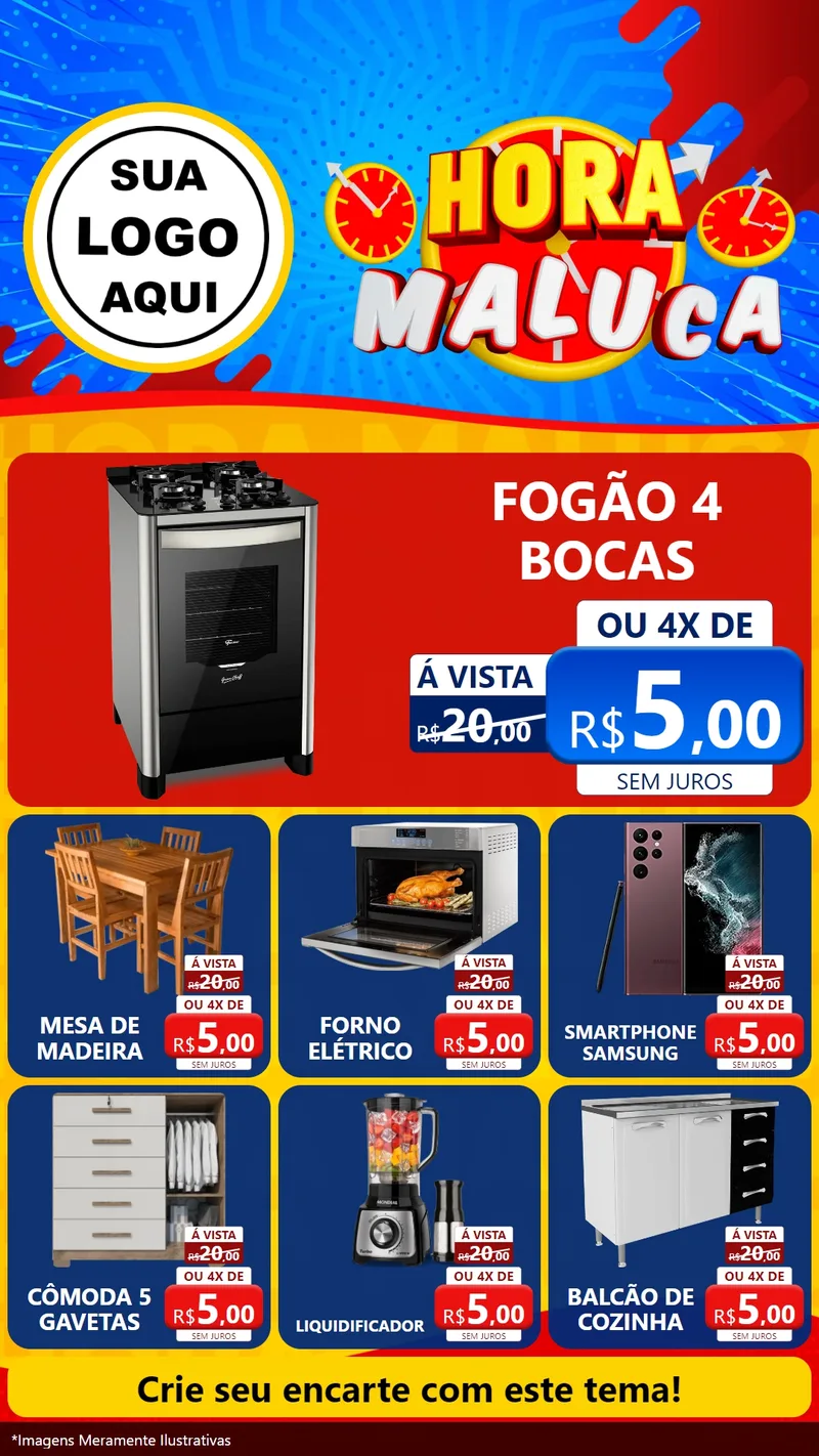 Modelo de Rede Social para Stories com o tema Hora Maluca para Móveis e Eletro