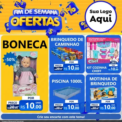 Modelo de Rede Social para Feed Facebook com o tema Fim de Semana de Ofertas para Brinquedos