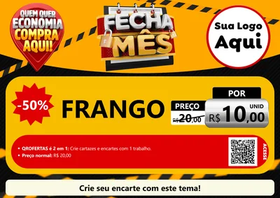 Modelo de Cartaz para Cartaz A4 Horizontal com o tema Fecha Mês para Assados