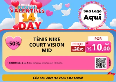 Modelo de Cartaz para Cartaz A4 Horizontal com o tema Valentine's Day para Calçados