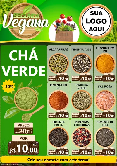 Modelo de Encarte para Encarte A4 Vertical com o tema Segunda Vegana para Produtos Naturais