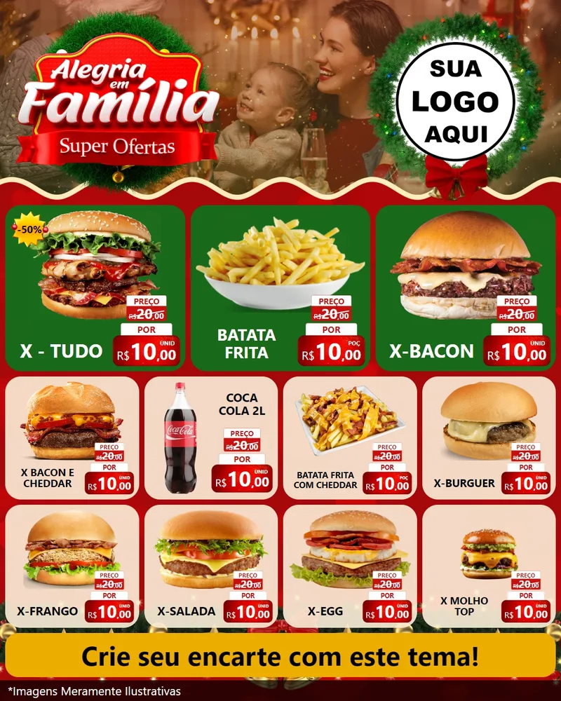 Modelo de Rede Social para Feed Instagram com o tema Alegria Em Família - Super Ofertas para Hamburgueria