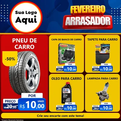 Modelo de Rede Social para Feed Facebook com o tema Fevereiro Arrasador para Auto peças
